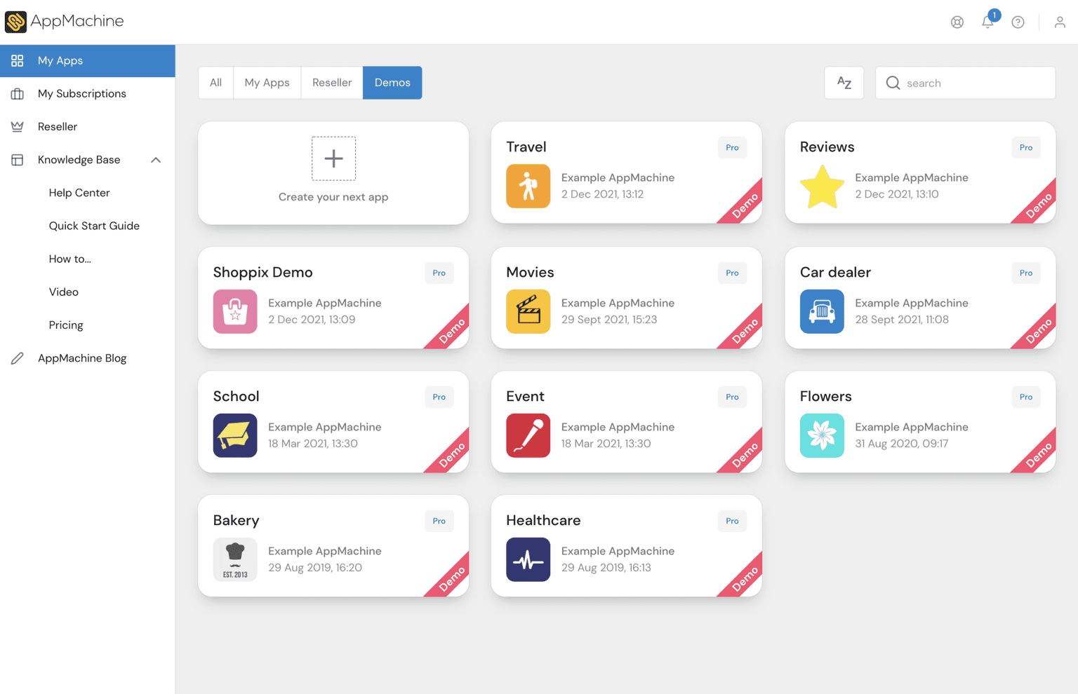 The new AppMachine Dashboard