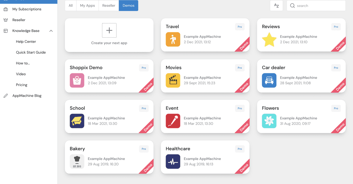 The new AppMachine Dashboard