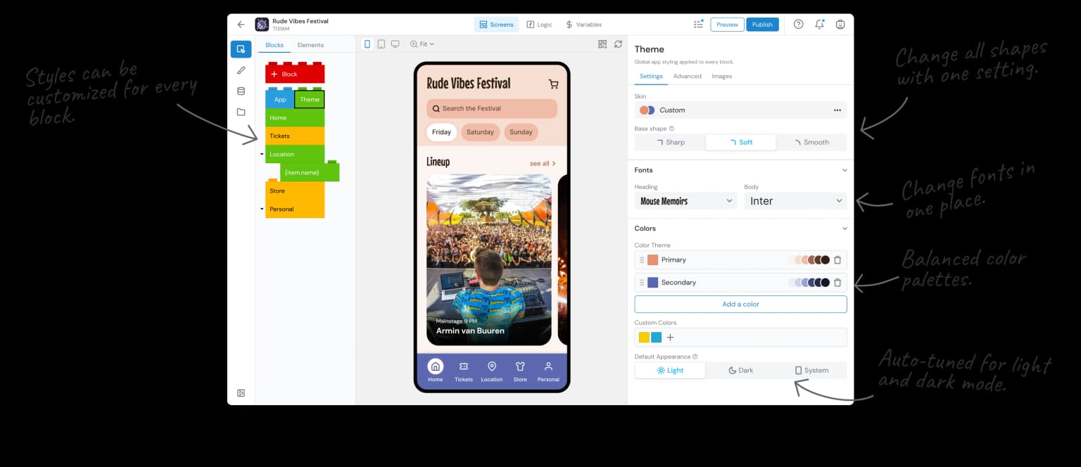 drag and drop builder